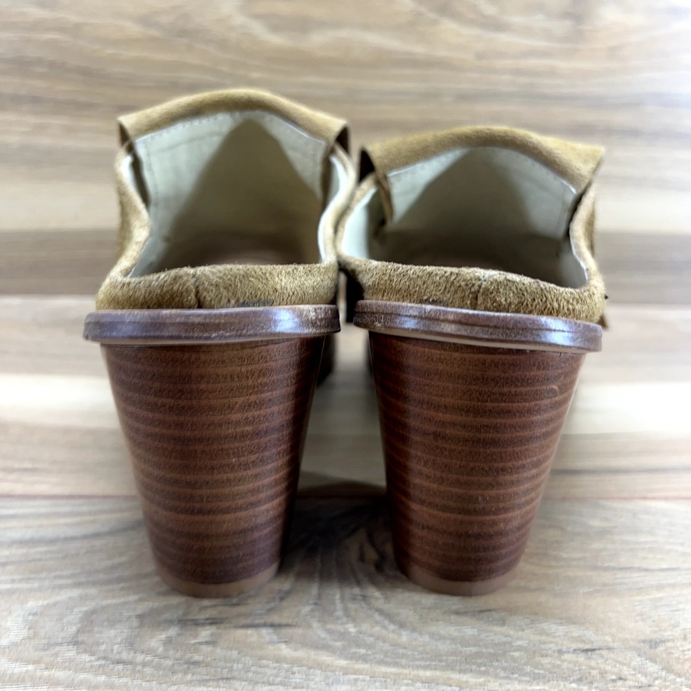 Matt Bernson Sandals 8.5‎ Tan Suede Finge Boho Block Heel - Picture 5 of 11